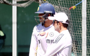 Shubman Gill with Gautam Gambhir at the MCG nets