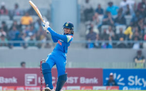 Smriti Mandhana in action in the 1st ODI vs West Indies