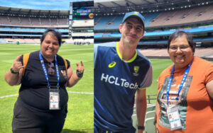 Trisha Ghosal at the MCG alongside the Australia skipper, Pat Cummins