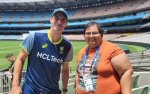 Trisha Ghosal with Pat Cummins at the MCG