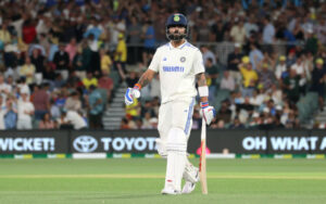 Virat Kohli after losing his wicket at the Adelaide