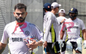 Virat Kohli and Rohit Sharma at the MCG nets