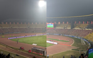 Empty stands in Guwahati during Mohun Bagan vs East Bengal Derby