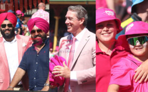 Glenn McGrath and fans at the SCG for the Pink Test