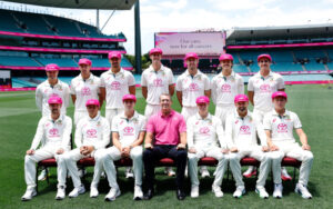 Glenn McGrath with the Australian team at the SCG