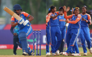 Gongadi Trisha and team India in action vs Sri Lanka