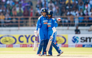 Harleen Deol with Jemimah Rodrigues in the second ODI vs Ireland