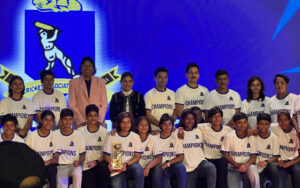 Jhulan Goswami and Mithali Raj with the Women's U15 Bengal team