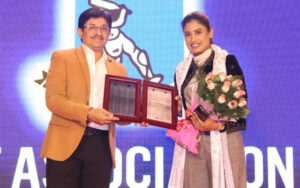 Mithali Raj and the CAB President, Snehasish Ganguly