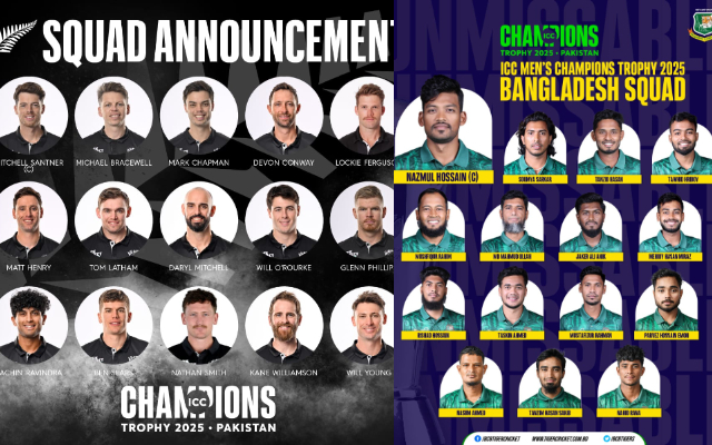 New Zealand and Bangladesh – A bird’s-eye view of the two squads New Zealand and Bangladesh's squad for the ICC Champions Trophy 2025