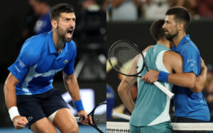 Novak Djokovic after defeating Carlos Alcaraz in the Australian Open