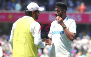 Rohit Sharma with Mohammed Siraj at the Drinks Break at the SCG