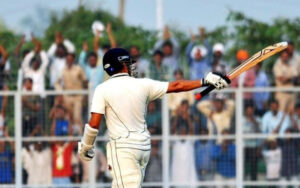 Sachin Tendulkar in action in his last Ranji match for Mumbai