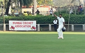 Shardul Thakur celebrating his century for Mumbai