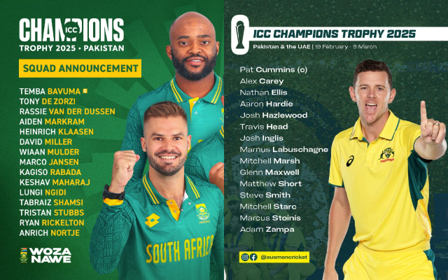 Champions Trophy, Australia and South Africa – Evaluating the chances of two powerhouses Squad for Australia and South Africa for the Champions Trophy 2025