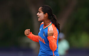 Vaishnavi Sharma against Malaysia in the Women's U19 T20 World Cup