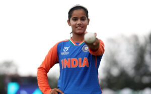 Vaishnavi Sharma for team India in the Women's U19 T20 World Cup