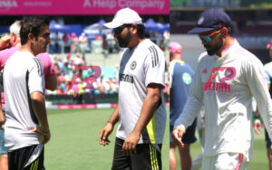 Gautam Gambhir, Rohit Sharma, and Virat Kohli at the SCG after the series loss