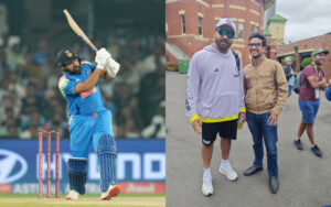 Agnijit Sen with Rohit Sharma in Australia during the Border-Gavaskar Trophy and Rohit in action in the second ODI vs England