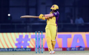 Deepti Sharma in action with the bat for UP Warriorz against Delhi Capitals in the WPL 2024