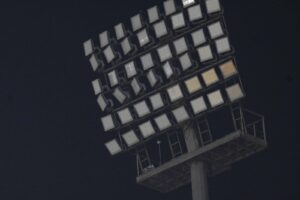 Floodlights during the second ODI