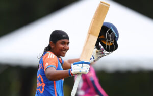 Gongadi Trisha after smashing century against Scotland in the Women's U19 T20 World Cup 2025