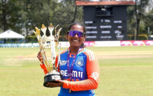 Gongadi Trisha with the Women's U19 Asia Cup title