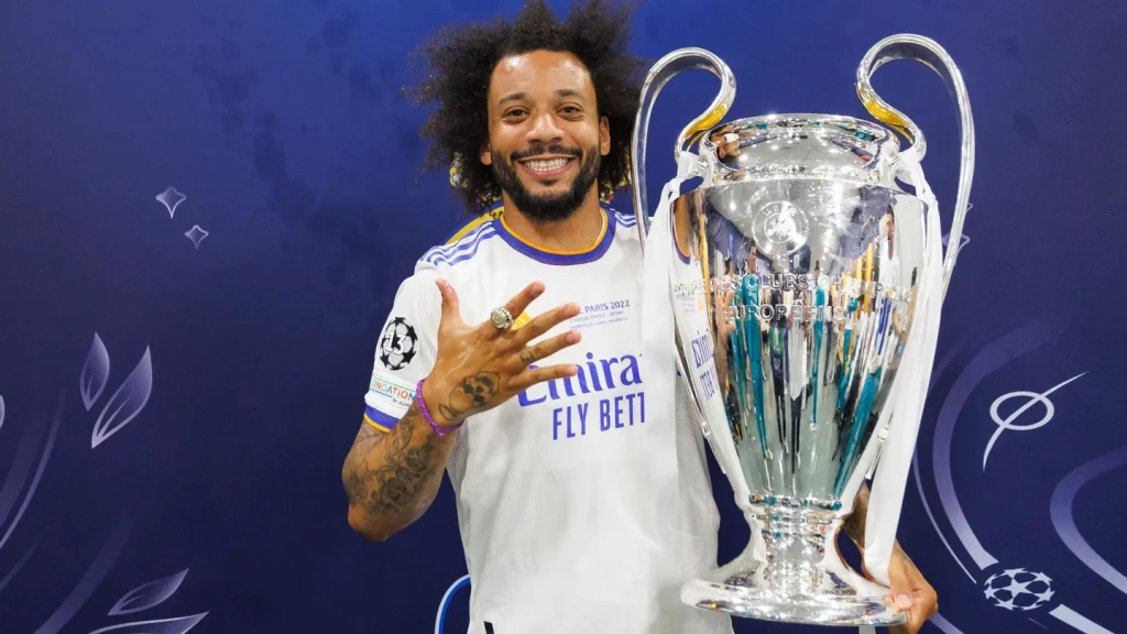 Marcelo celebrating his 5th Champions league with Real Madrid