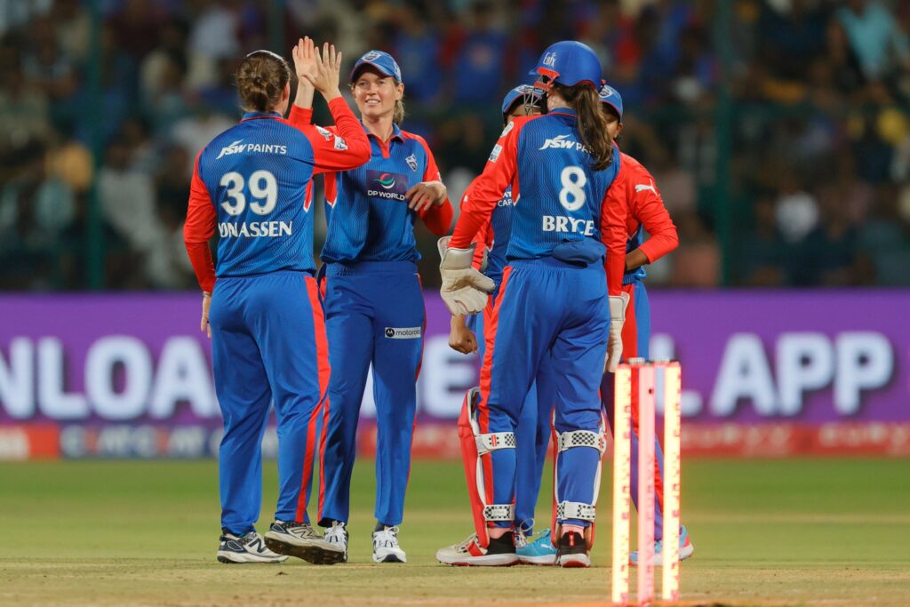 Delhi Capitals celebrating a wicket.