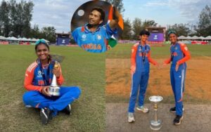 Ishwari Awasare with the Women's U19 T20 World Cup