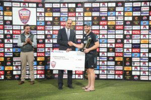 Post-match ceremony after New Zealand vs South Africa in the tri-series in Pakistan