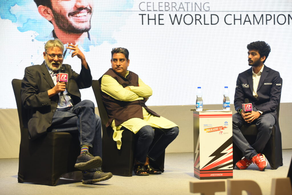 We’re friends, but competition is priority: Gukesh Atreyo Mukhopadhyay, Boria Majumdar with D Gukesh during the session