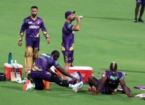 KKR Players in practice session at the Eden Gardens