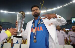 Shreyas Iyer with the Champions Trophy