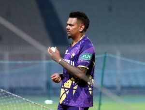 Sunil Narine in the practice session for KKR ahead of the IPL 2025