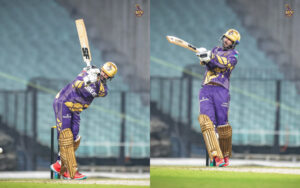 Venkatesh Iyer practicing ahead of the IPL 2025 at the Eden Gardens