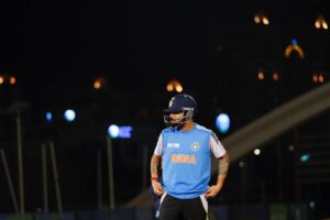 Virat Kohli in the practice session ahead of the New Zealand clash