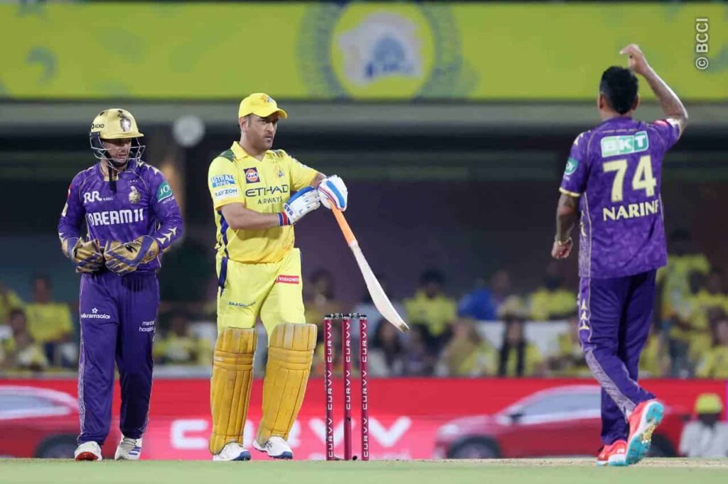 MS Dhoni during CSK vs KKR, IPL 2025