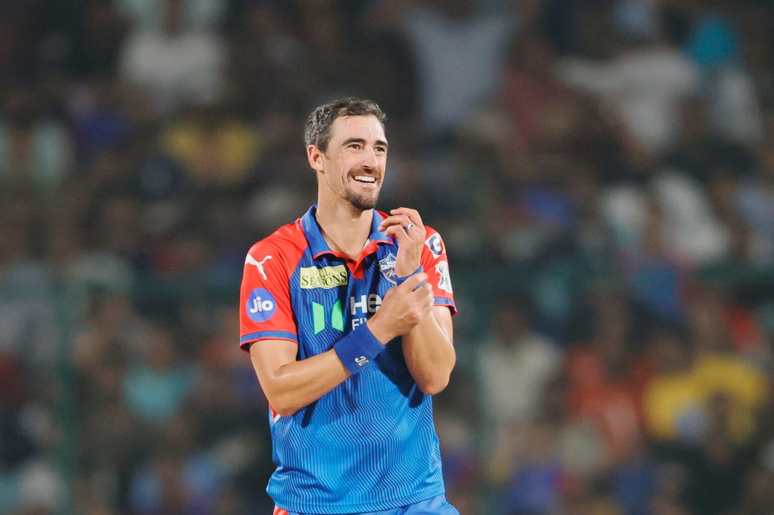 Mitchell Starc in action for DC vs RR, IPL 2025
