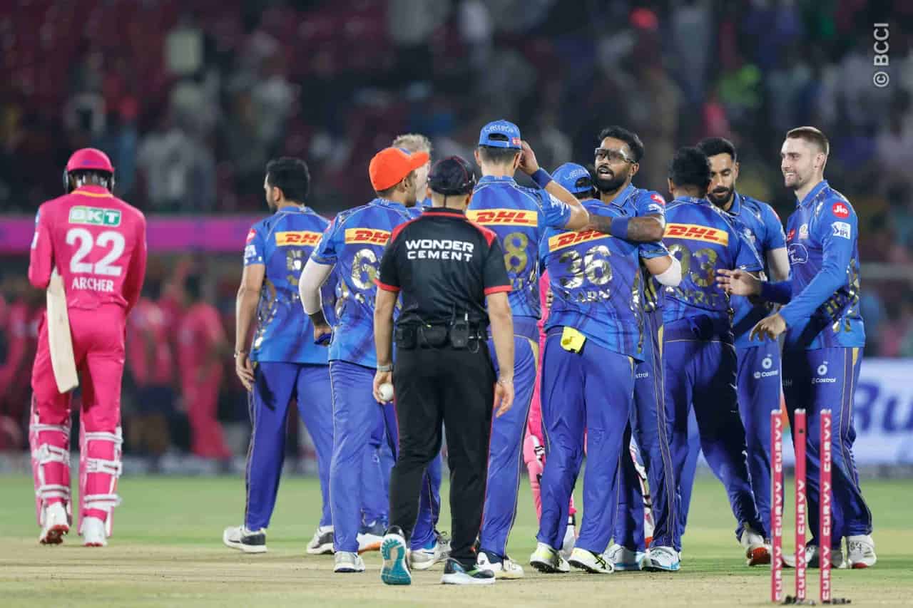 MI beat RR by 100 runs