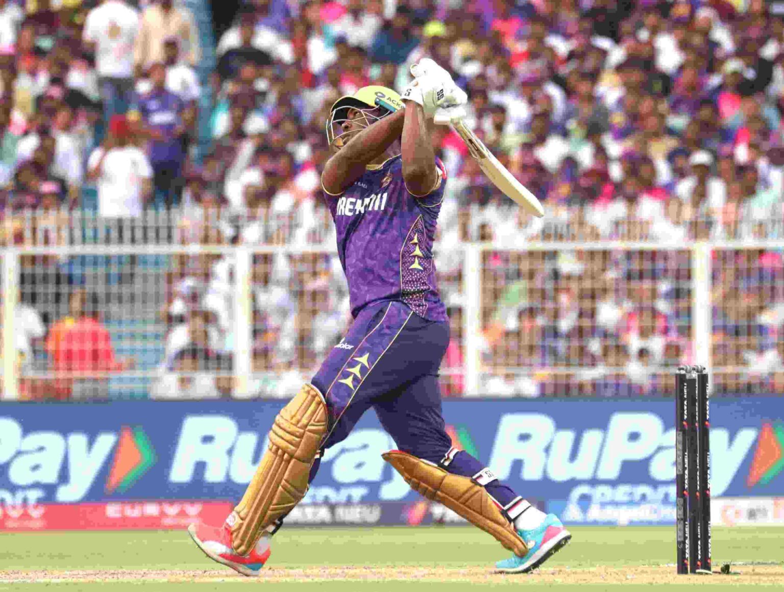 Andre Russell in action for KKR vs RR, IPL 2025