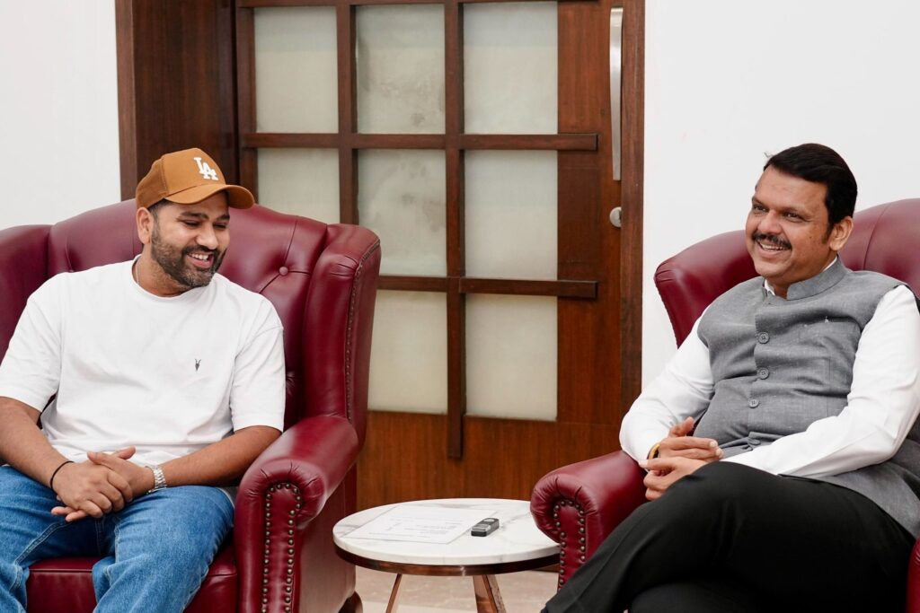 Rohit sharma with Maharashtra CM Devendra Fadnavis