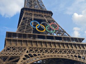 The Olympics Rings on the Eiffel Tower