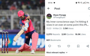 Riyan Parag and his old viral tweet