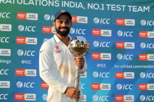Virat Kohli with the Test Mace