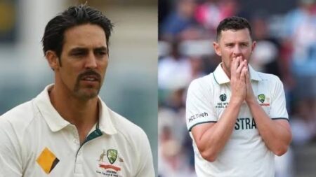 Mitchell Johnson and Josh Hazlewood for Australia