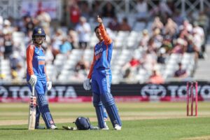 Smriti Mandhana after her maiden T20I Century