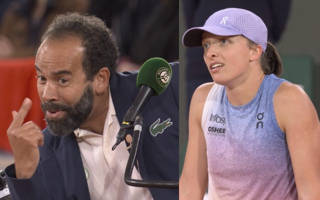 French Open Umpire Kader Nouni and IIga Swiatek
