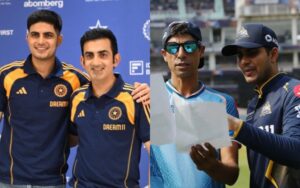 Shubman Gill with Gautam Gambhir and Ashish Nehra