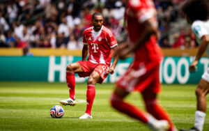 Jonathan Tah making his debut for Bayern Munich